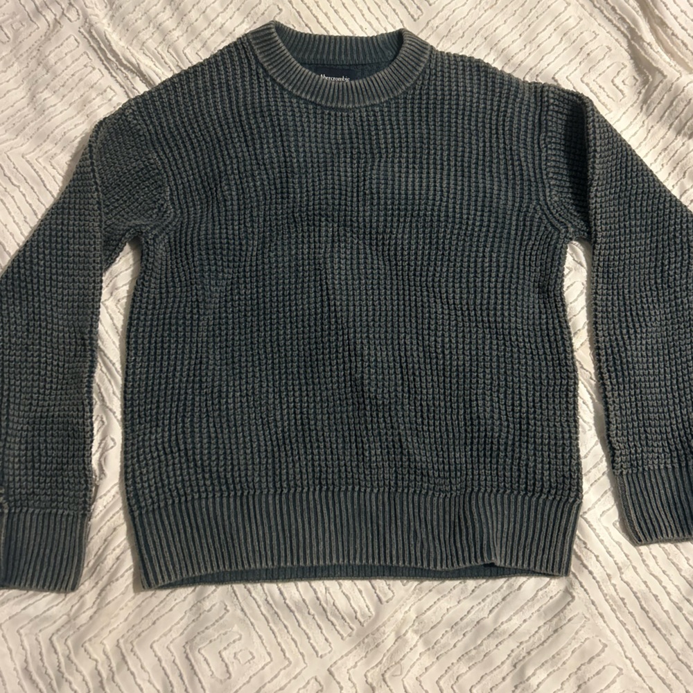 Cozy Abercrombie & Fitch Navy Crewneck Knitted Fall Sweater